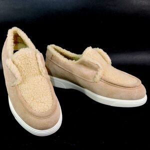 ALBERTO CICCIOLI 🇮🇹 WOMEN'S SUEDE & FUR COMFORT WINTER FLAT LOAFERS